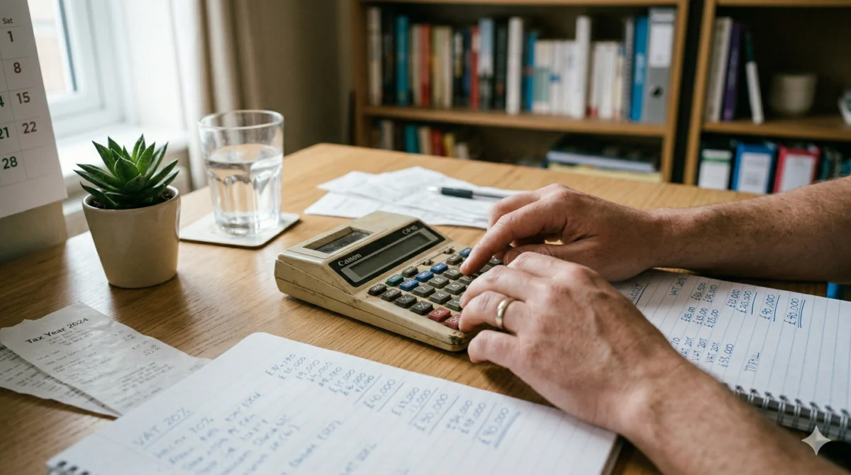 Working through VAT figures with a calculator